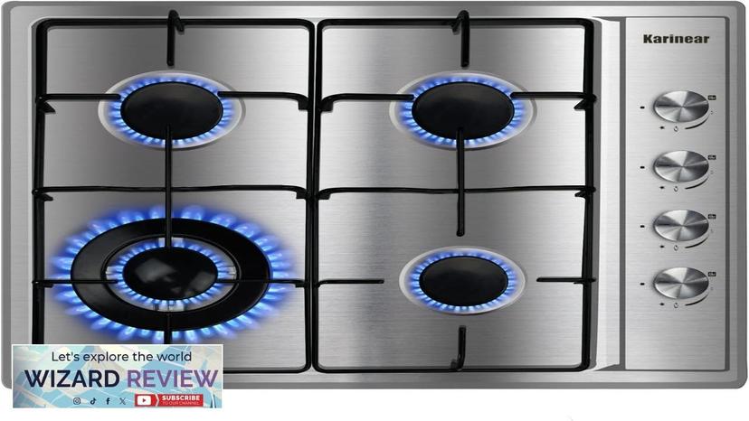 Karinear 24 Inch Gas Cooktop Gas Stove 4 Burners Built-in Stainless Steel Review