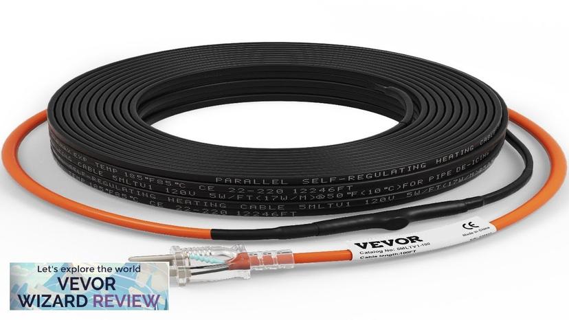 VEVOR Self-Regulating Pipe Heating Cable 100-feet 5W/ft Heat Tape for Pipes Freeze Review