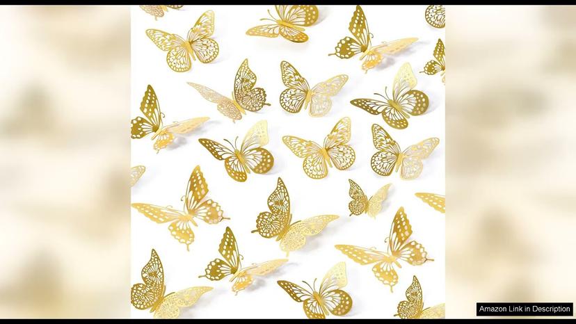 SAOROPEB 3D Butterfly Wall Decor 48 Pcs 4 Styles 3 Sizes, Gold Review