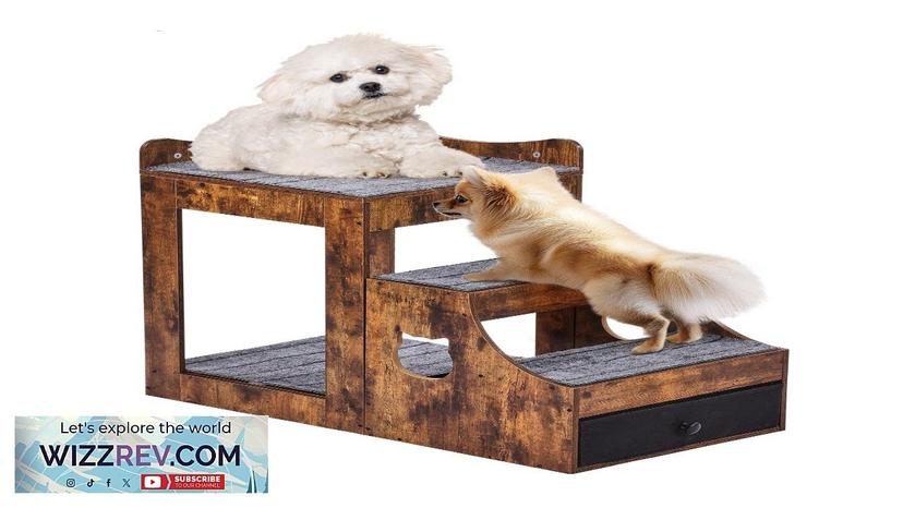 VEVOR Pet Bunk Bed with Stairs Dog/Cat Window Perch with Storage Indoor Review