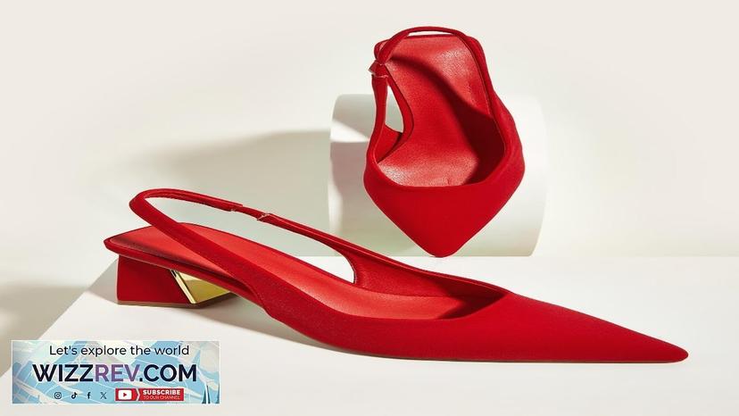 Women Neon Red Point Toe Pumps Chunky Heeled Slingback Pumps SHEIN Review