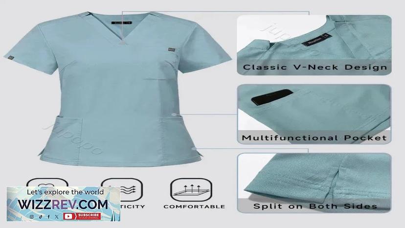 Multicolor Scrubs Uniform Short Sleeve TopsPants Nursing Uniform Women Pet Shop Doctor Review